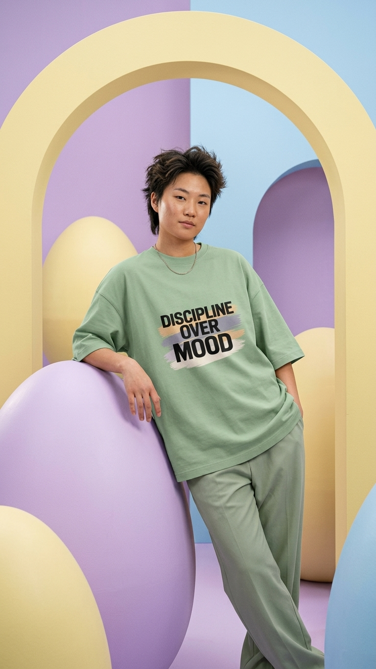 Klyven Discipline Over Mood Oversized Tee