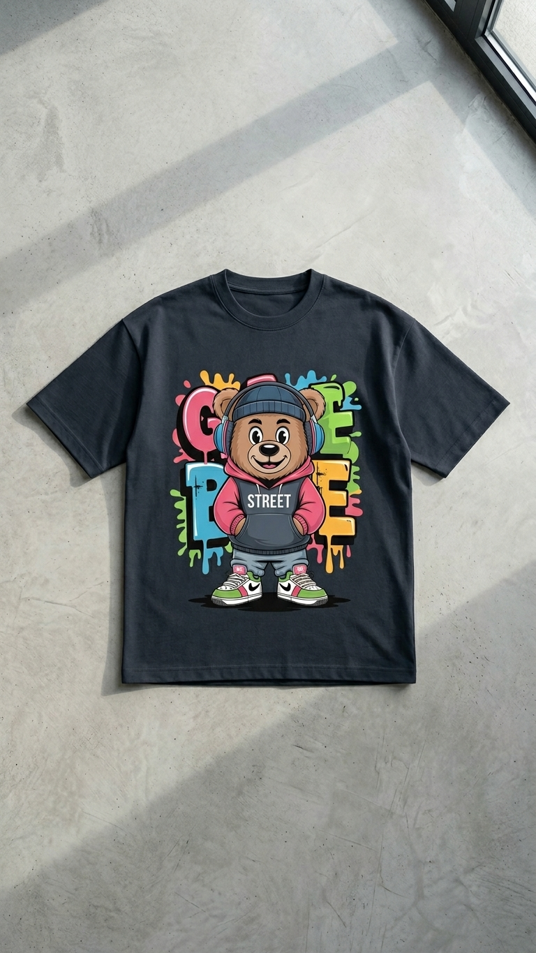 Klyven Street Bear Oversized Tee