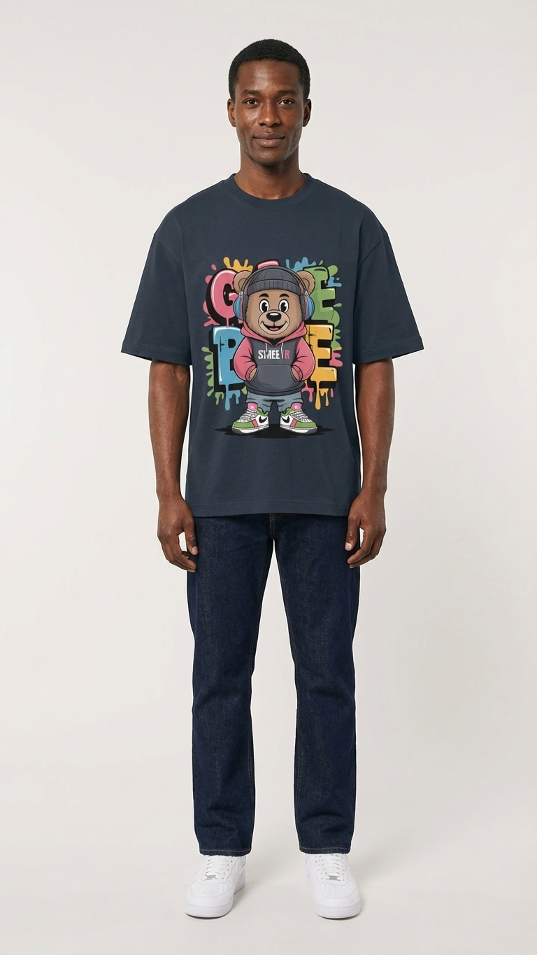 Klyven Street Bear Oversized Tee