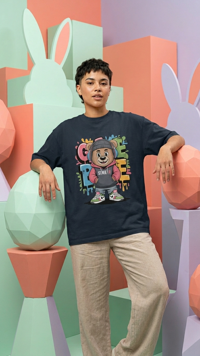 Klyven Street Bear Oversized Tee