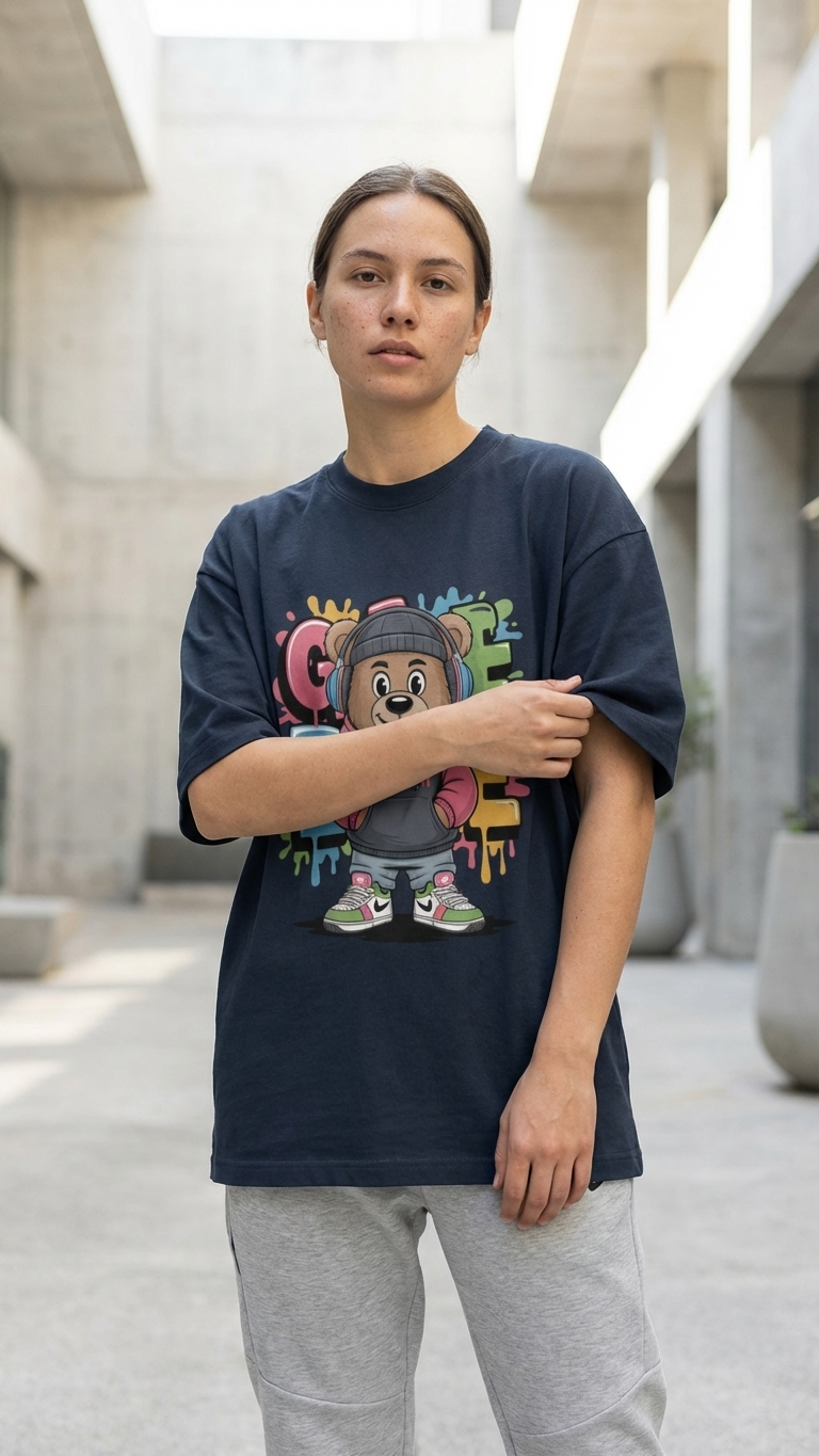Klyven Street Bear Oversized Tee