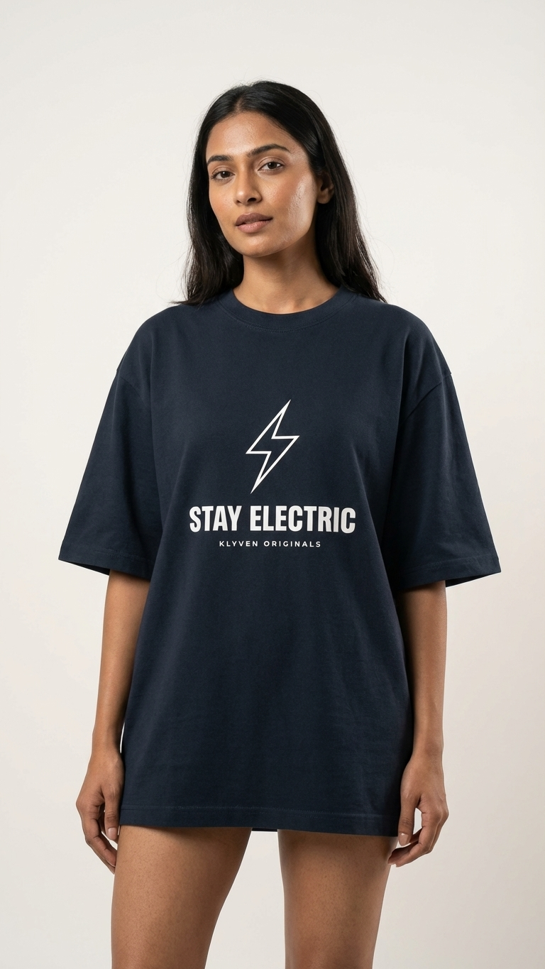KLYVEN “Stay Electric” Oversized T-Shirt ⚡