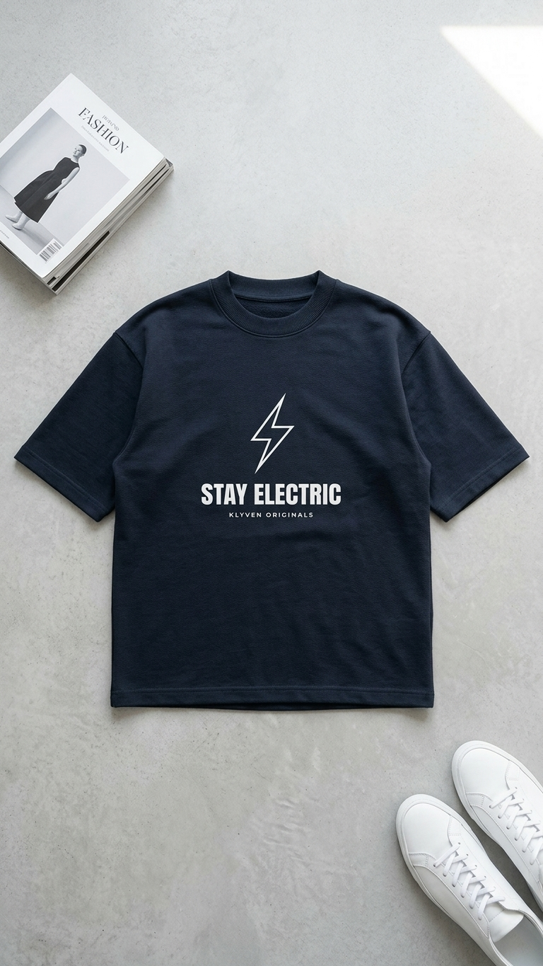 KLYVEN “Stay Electric” Oversized T-Shirt ⚡