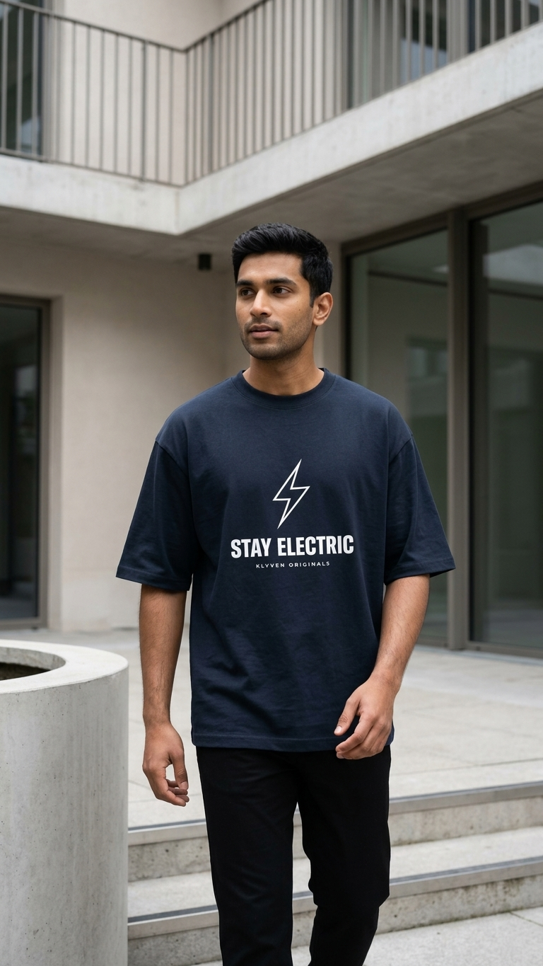 KLYVEN “Stay Electric” Oversized T-Shirt ⚡